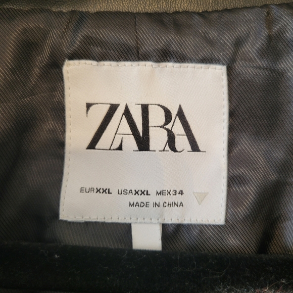 Zara Black Faux Leather Blazer Jacket Size XXL - Picture 4 of 4